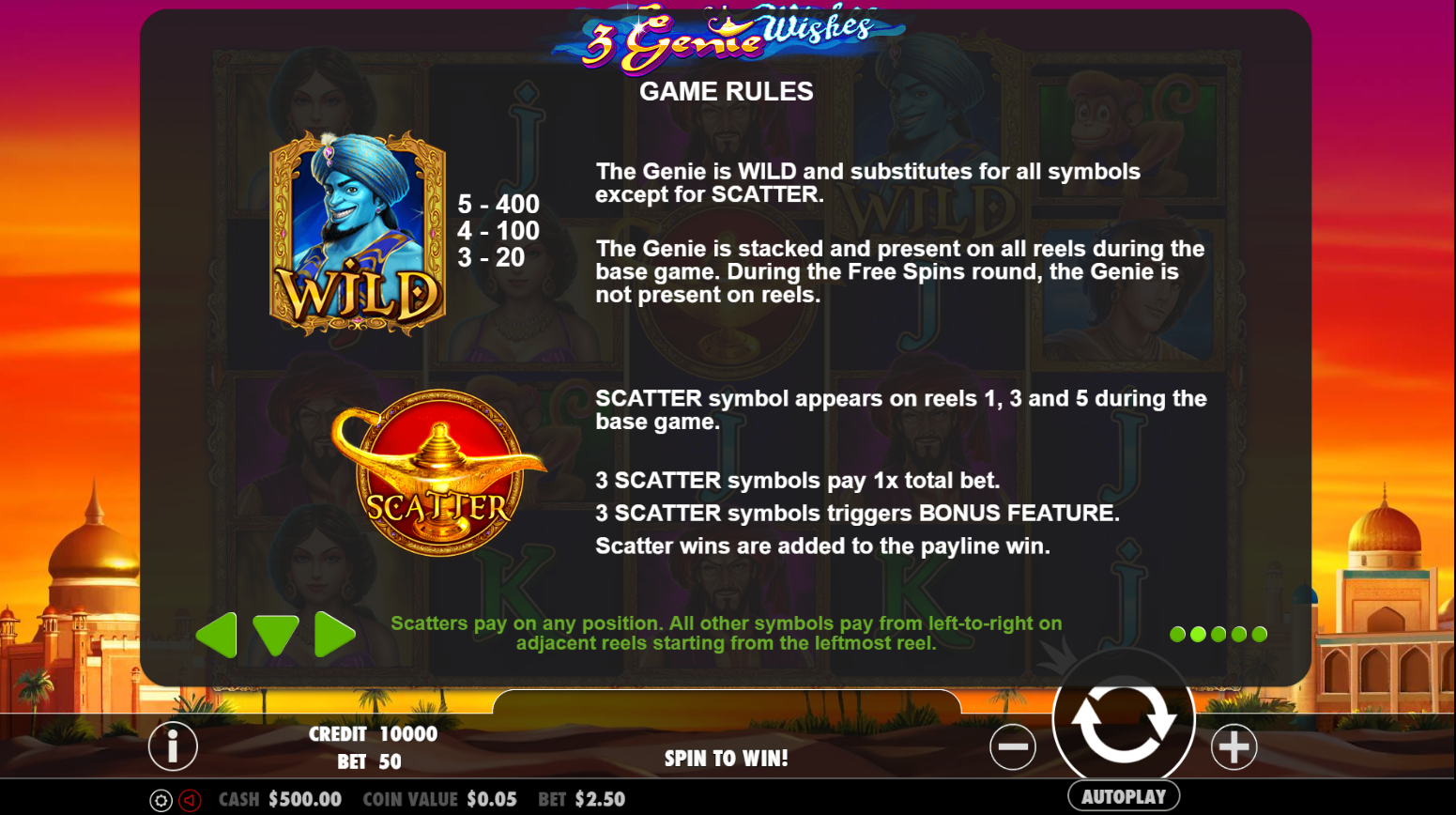 3 Genie Wishes - Game rules 1