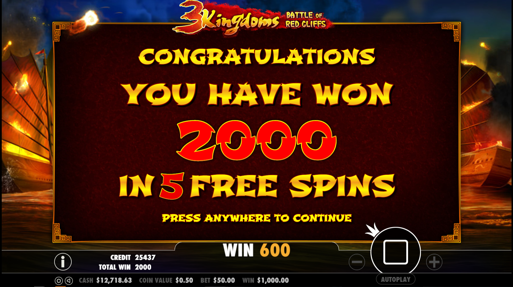 3 Kingdoms Battle of Red Cliffs - Free spins 1