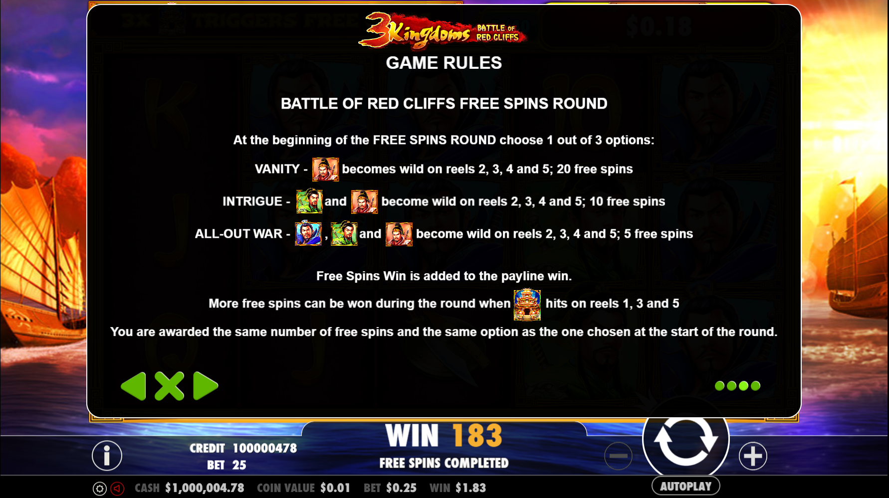 3 Kingdoms Battle of Red Cliffs - Free spins 11