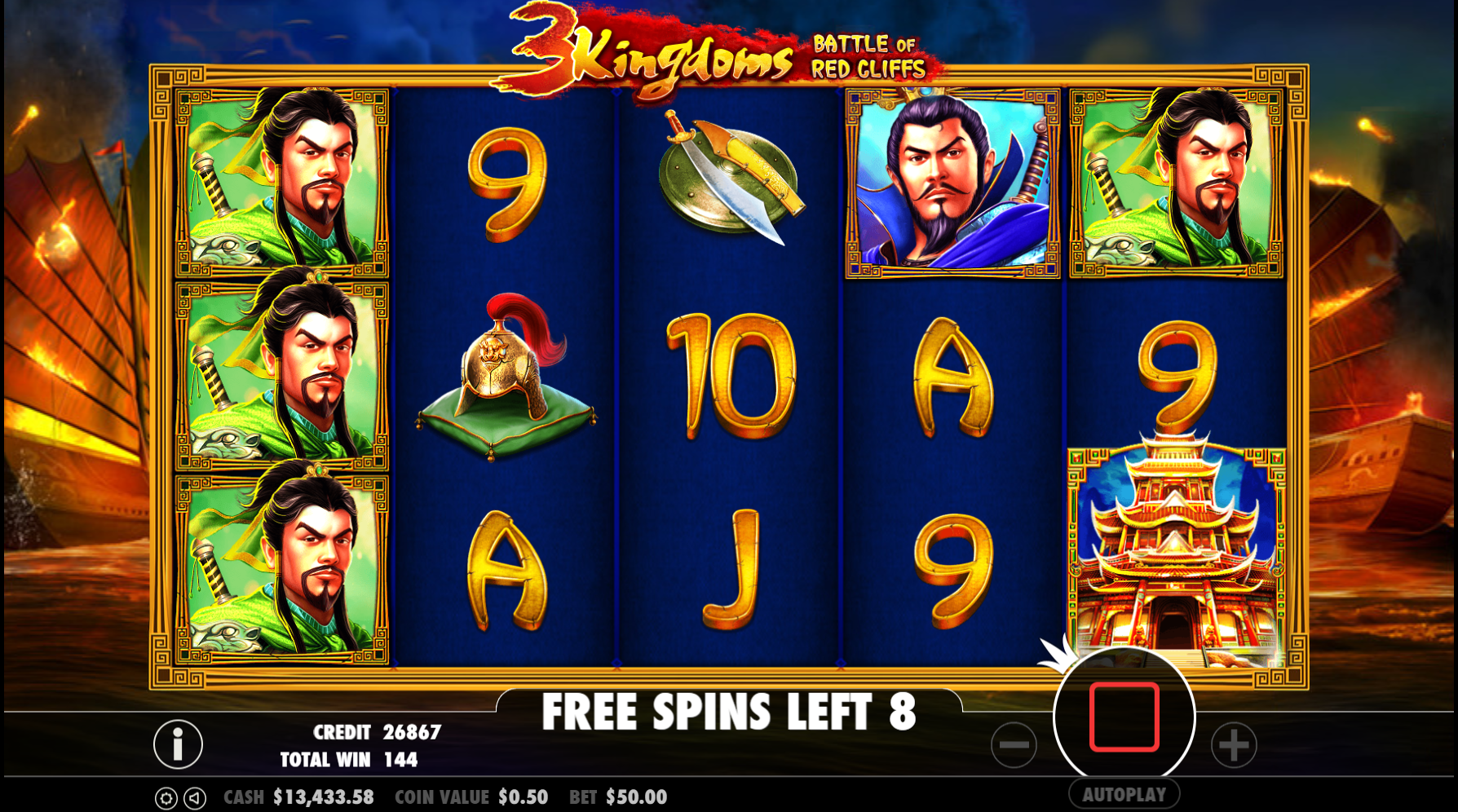 3 Kingdoms Battle of Red Cliffs - Free spins 12