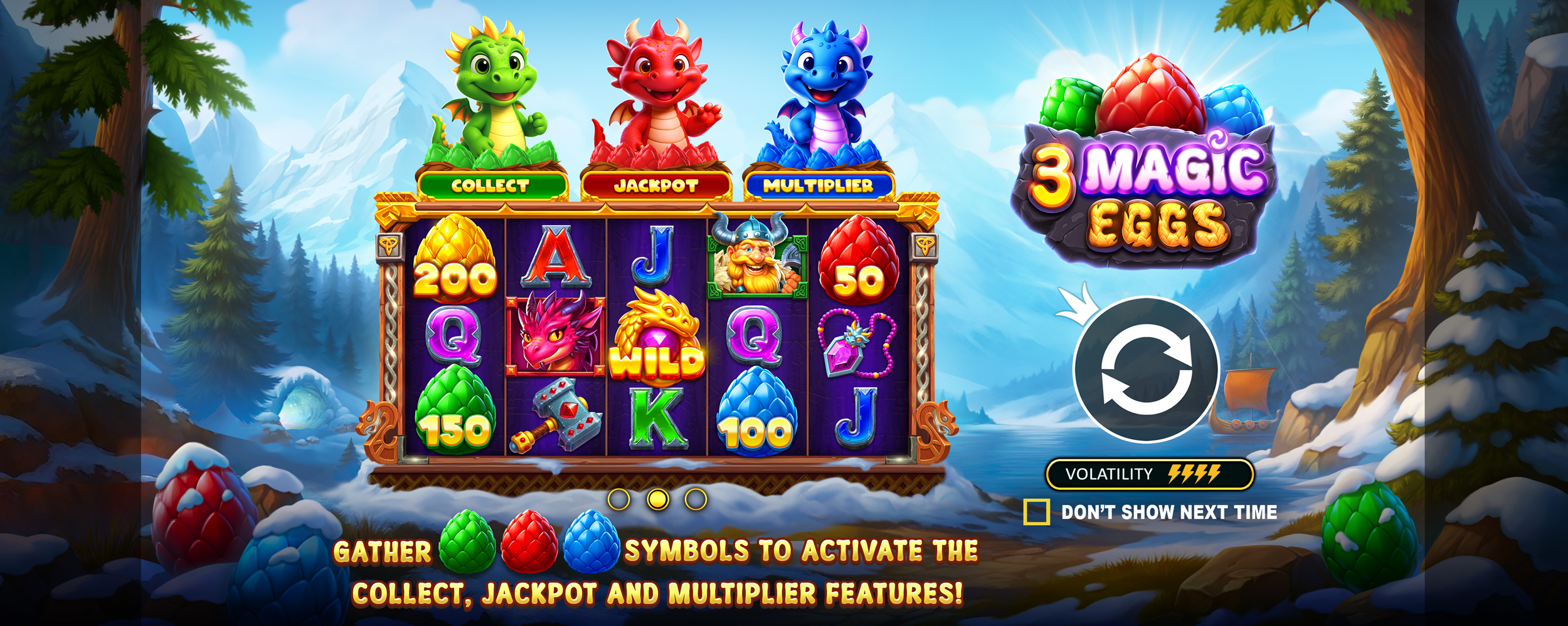 3 Magic Eggs - Start screen