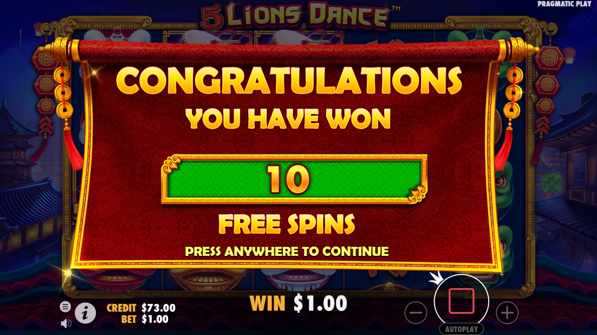 5 Lions Dance - Free spins 1