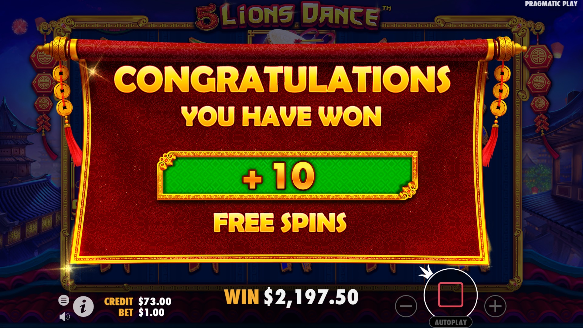 5 Lions Dance - Free spins 3