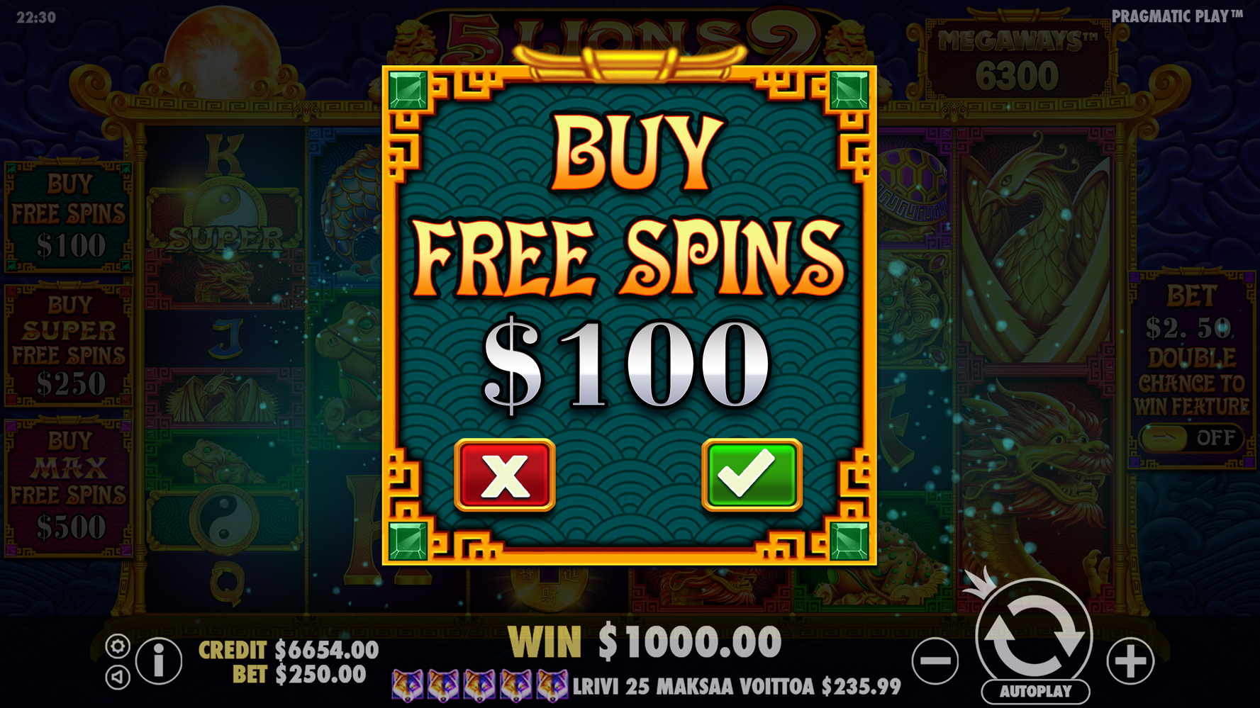 5 Lions Megaways 2 - Buy bonus 1