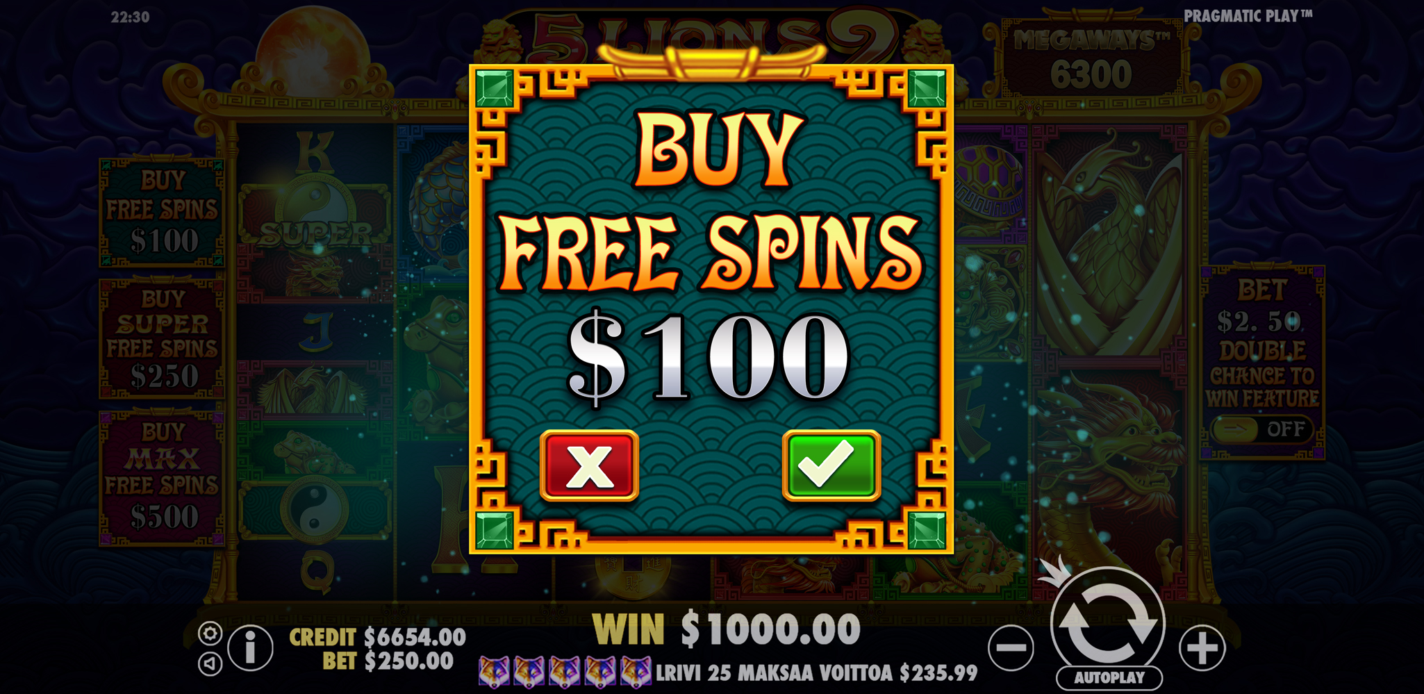 5 Lions Megaways 2 - Buy bonus 2