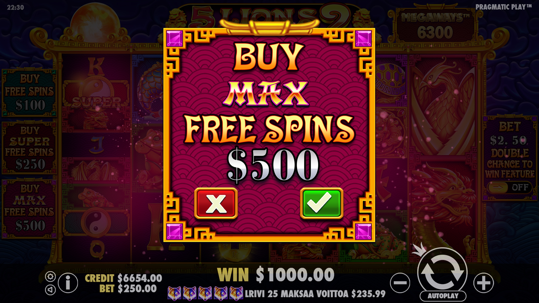 5 Lions Megaways 2 - Buy bonus 4