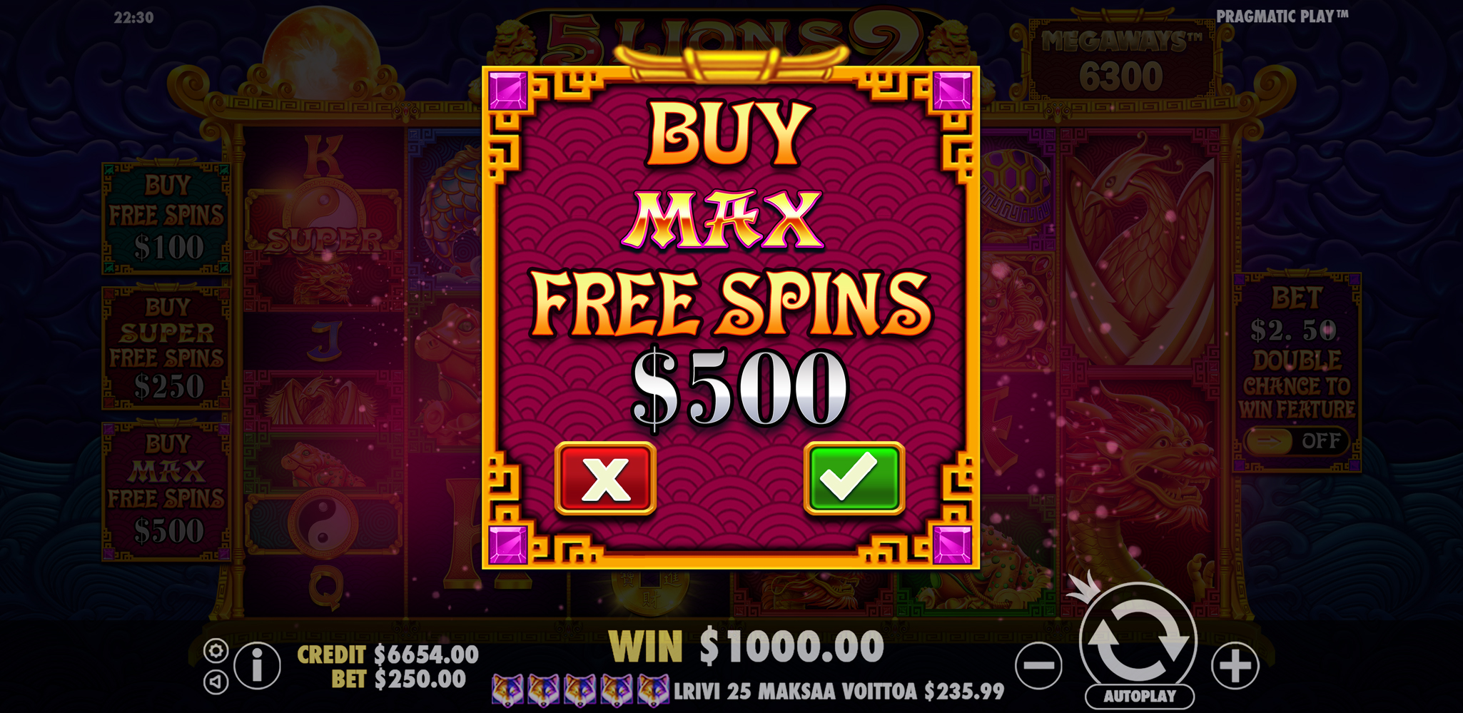 5 Lions Megaways 2 - Buy bonus 5
