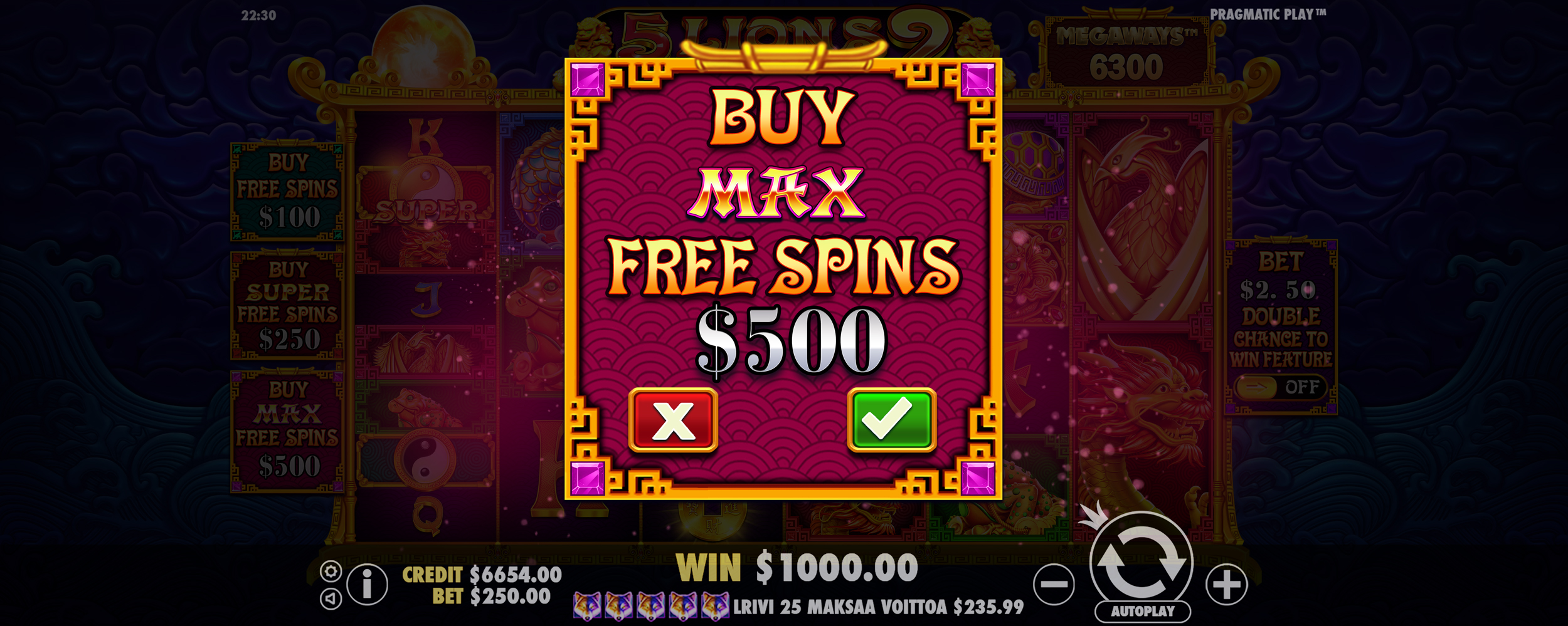 5 Lions Megaways 2 - Buy bonus 6