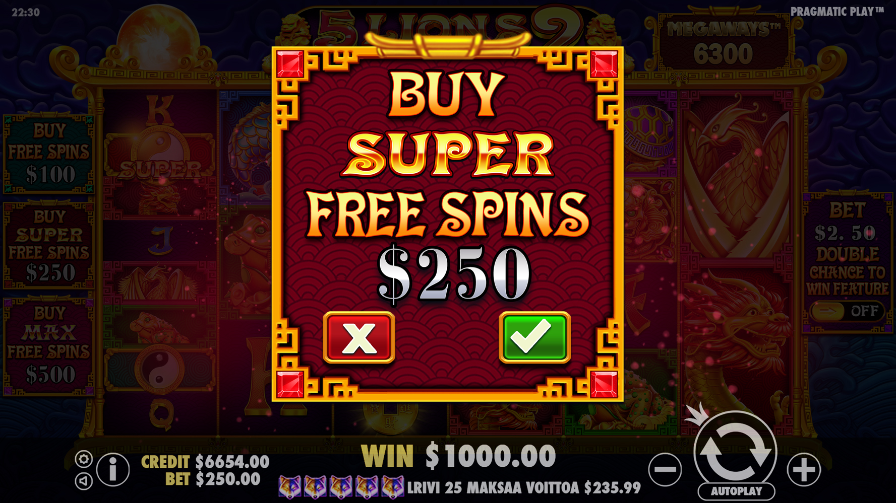 5 Lions Megaways 2 - Buy bonus 7
