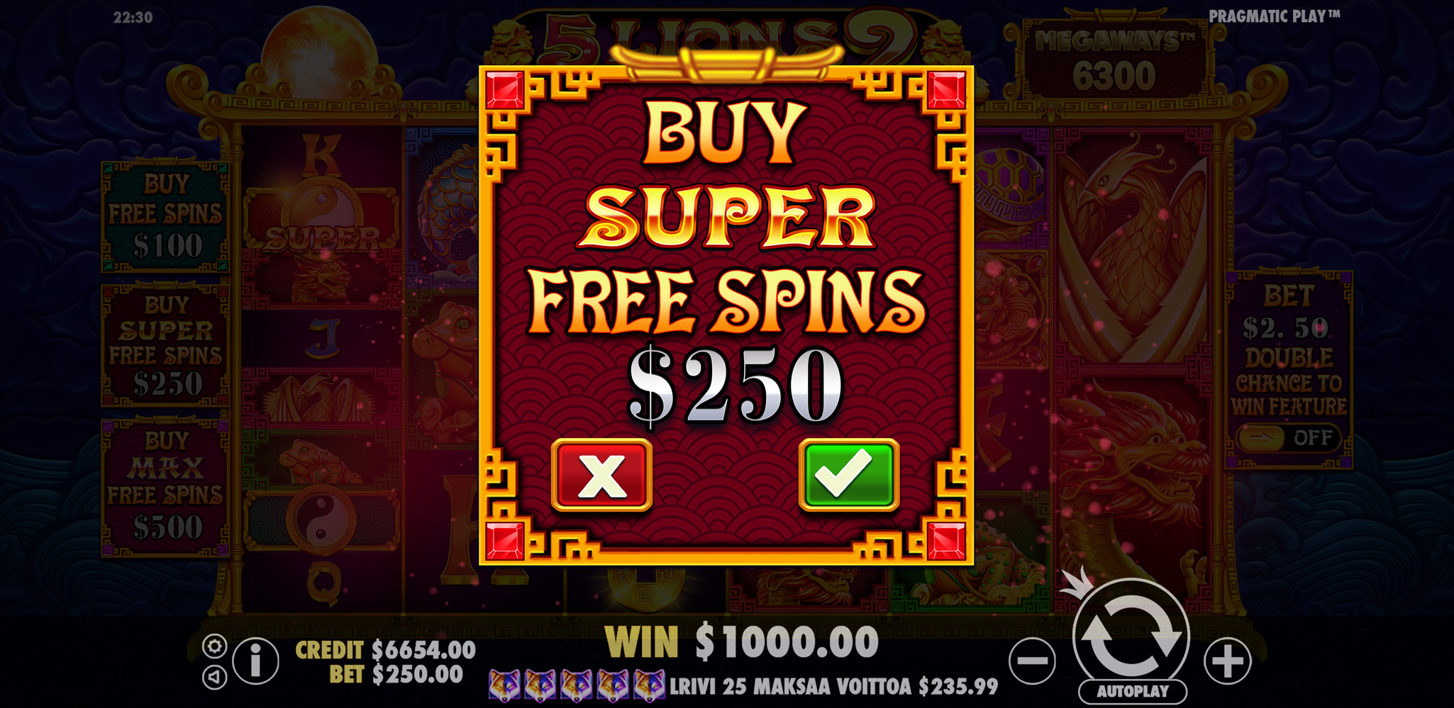 5 Lions Megaways 2 - Buy bonus 8