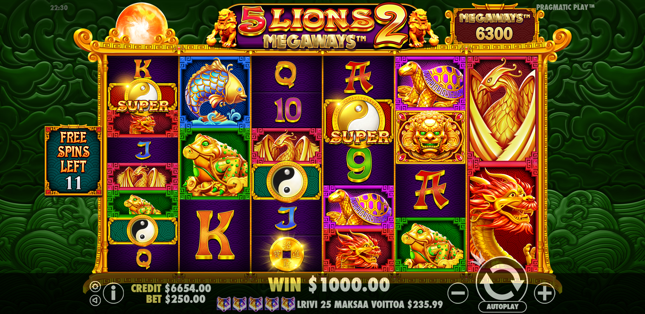 5 Lions Megaways 2 - Free spins 10