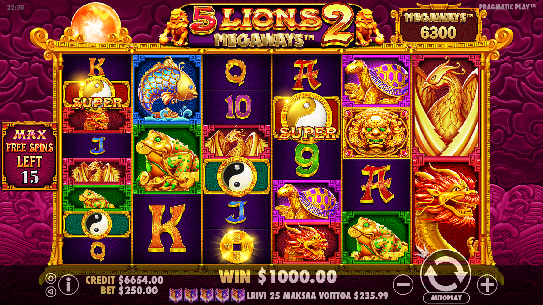 5 Lions Megaways 2 - Free spins 12
