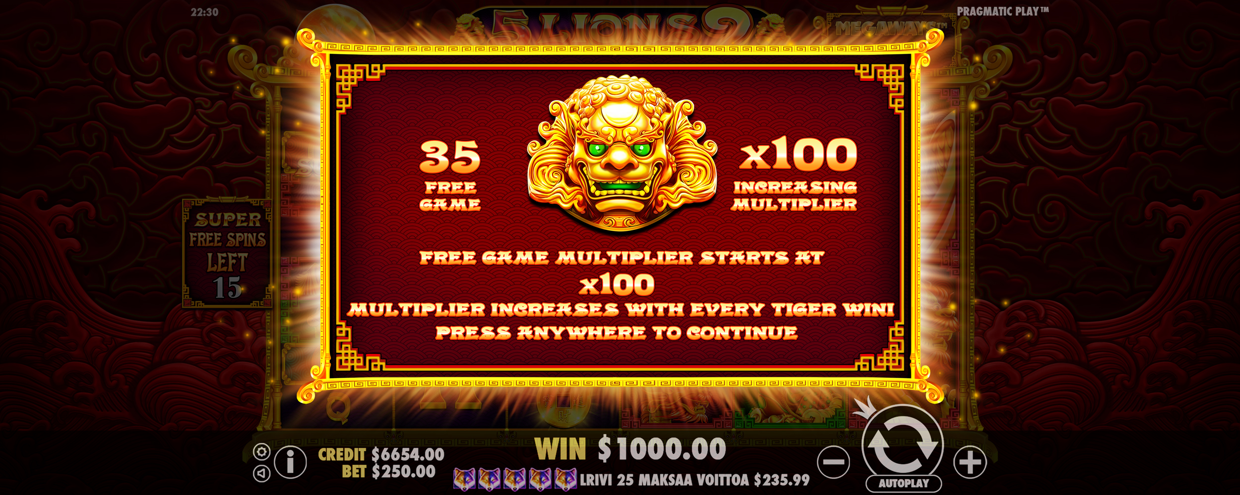 5 Lions Megaways 2 - Free spins 17