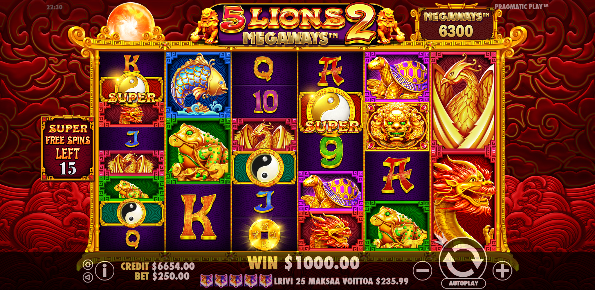 5 Lions Megaways 2 - Free spins 20