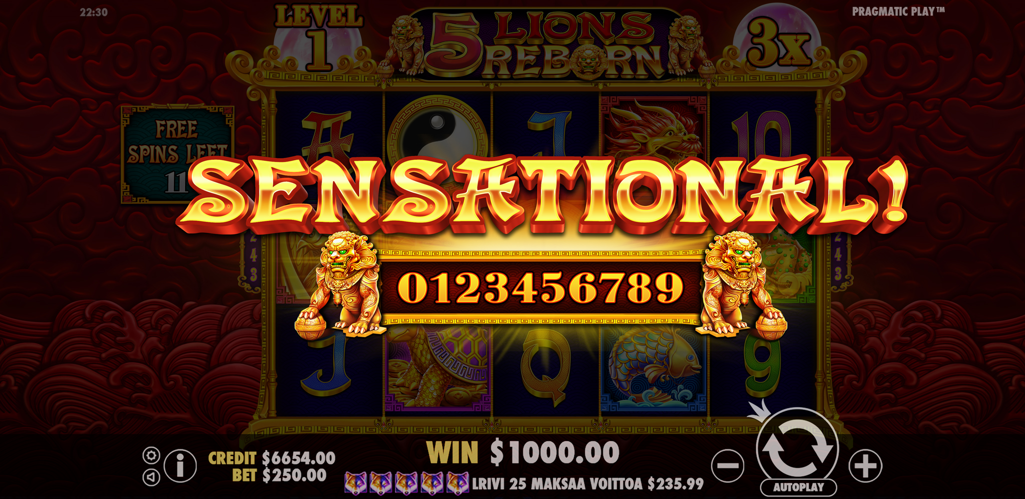 5 Lions Reborn - Big win 6