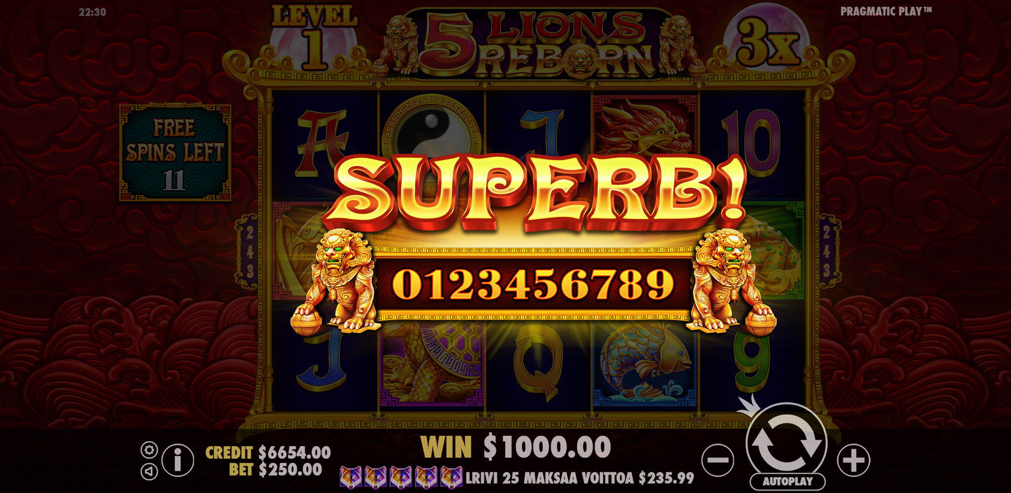 5 Lions Reborn - Big win 8