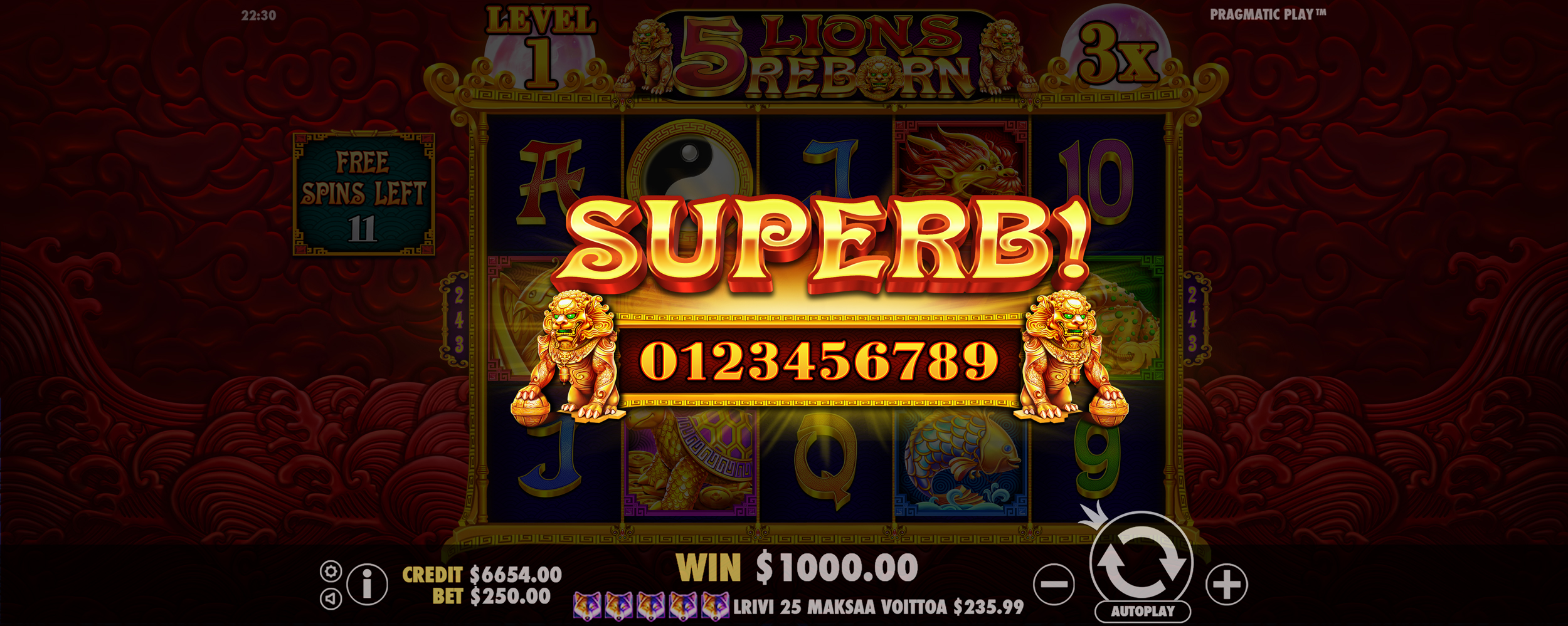5 Lions Reborn - Big win 9