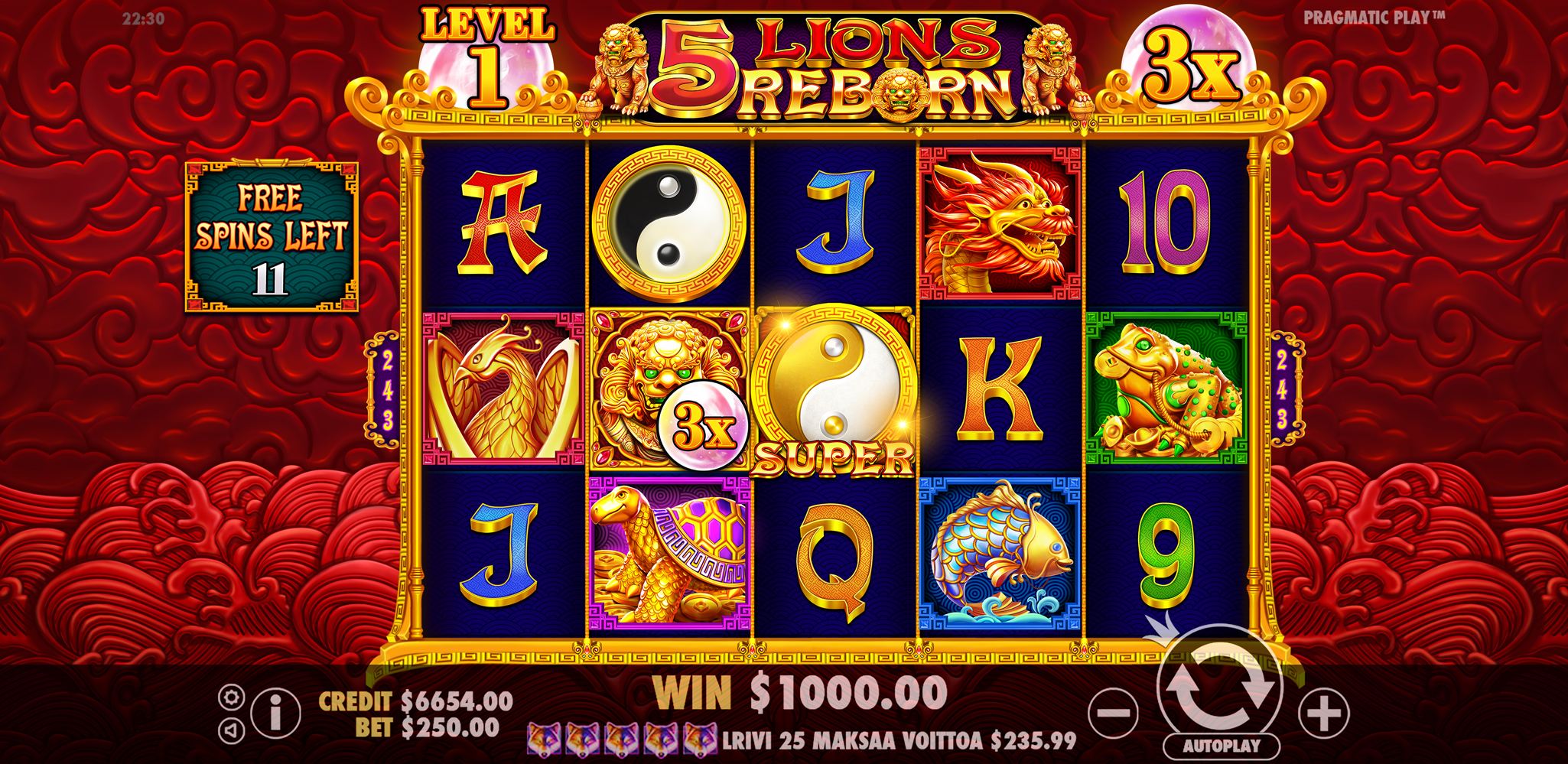 5 Lions Reborn - Free spins 3