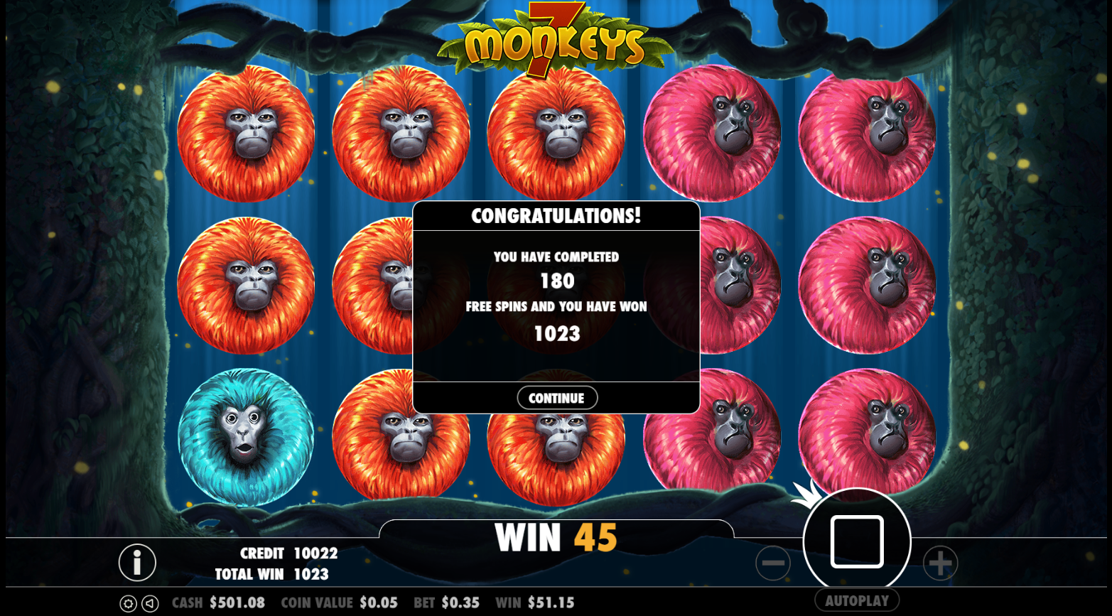 7 Monkeys - Free spins 1