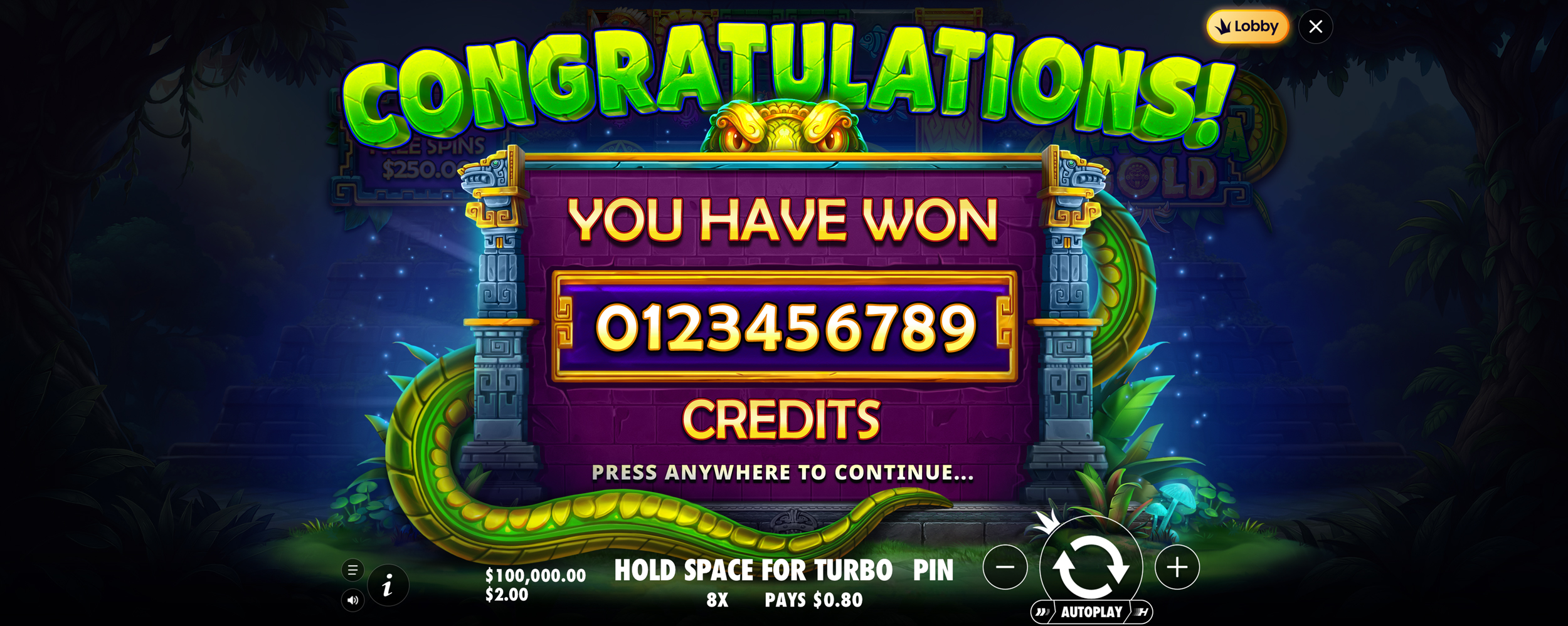 Anaconda Gold - Big win 11