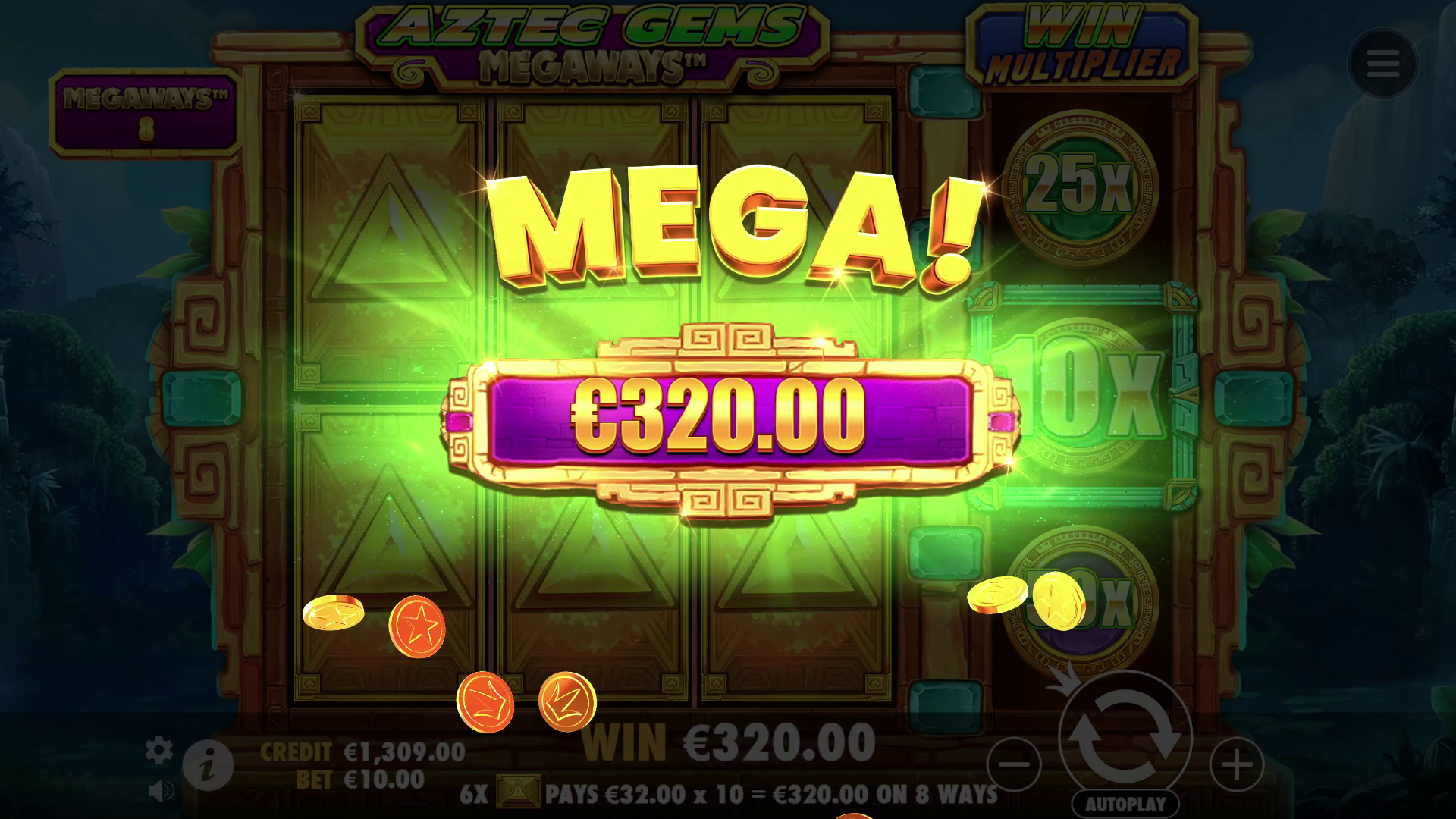 Aztec Gems Megaways - Big win 10