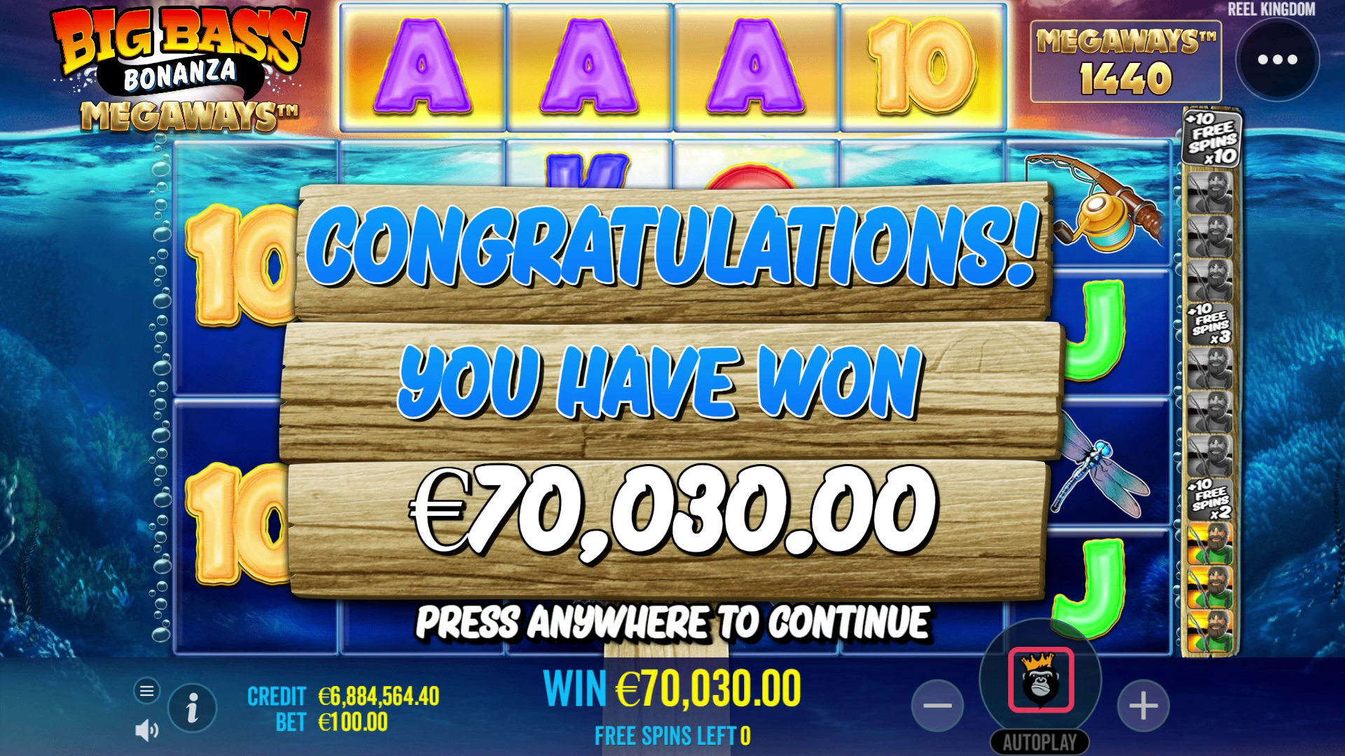 Big Bass Bonanza Megaways - Big win 1
