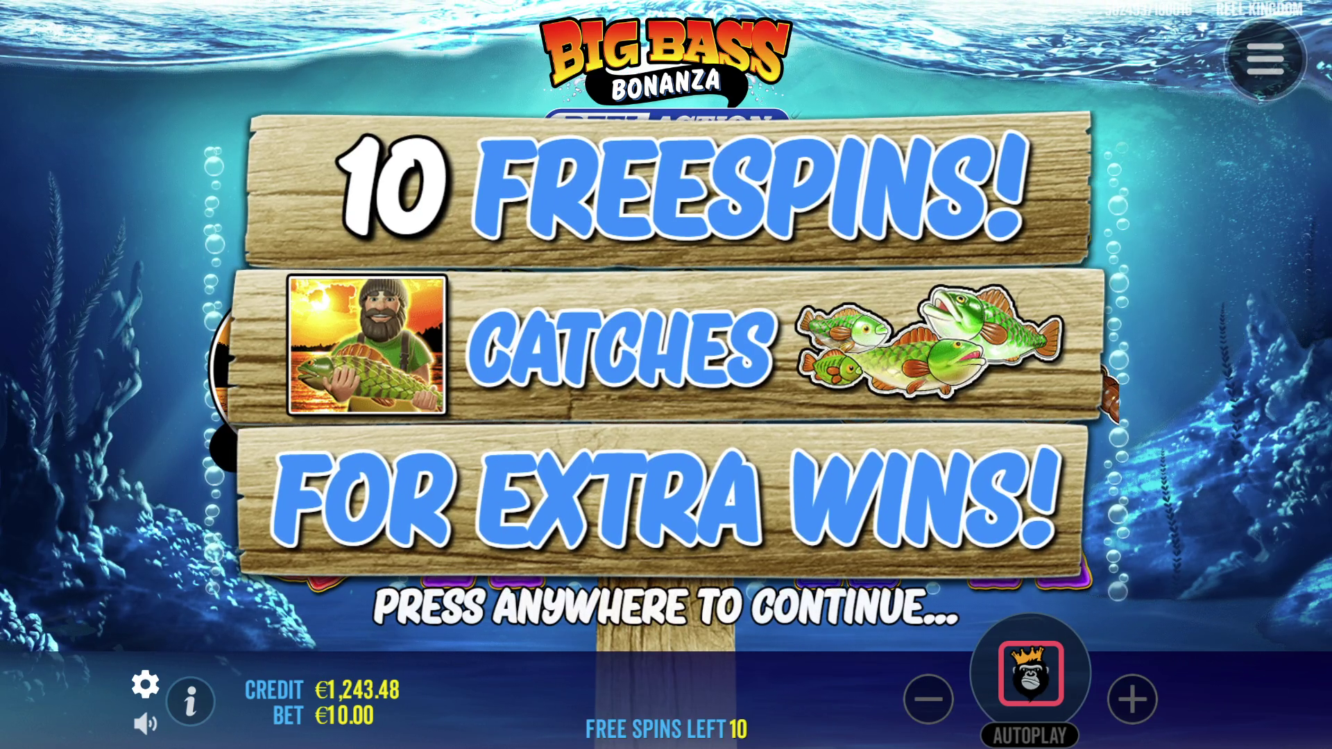 Big Bass Bonanza Reel Action - Free spins 1