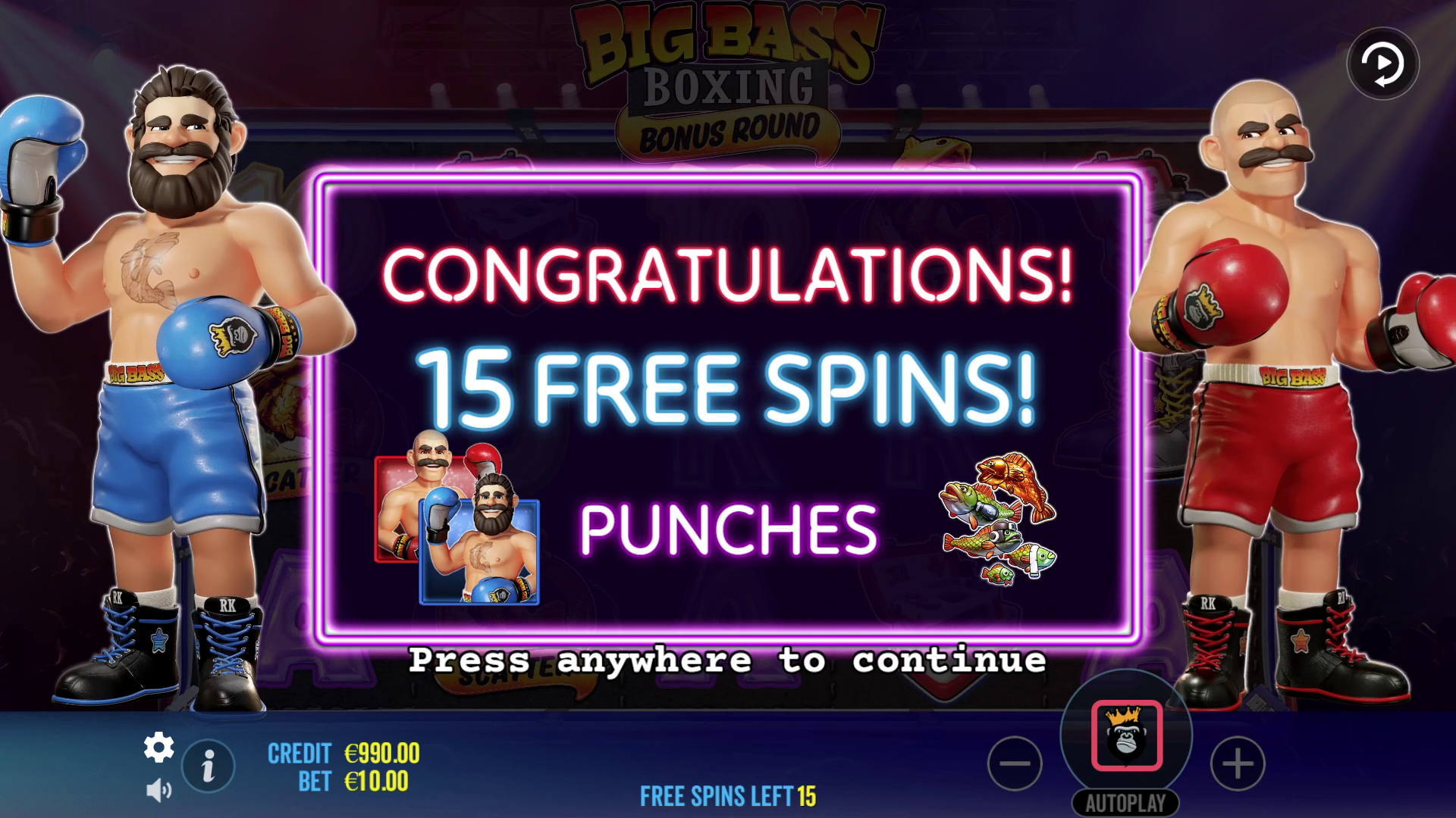 Big Bass Boxing Bonus Round - Free spins 3