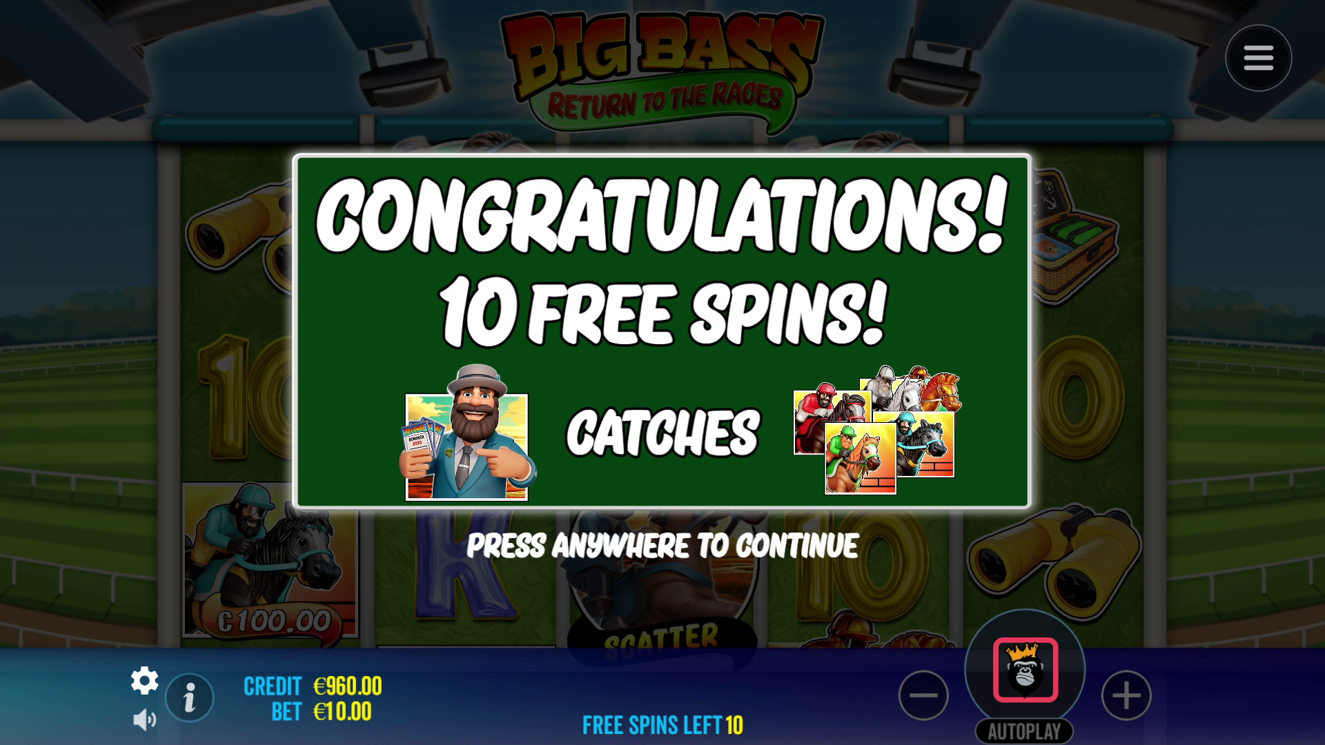 Big Bass Return to the Races - Free spins 1