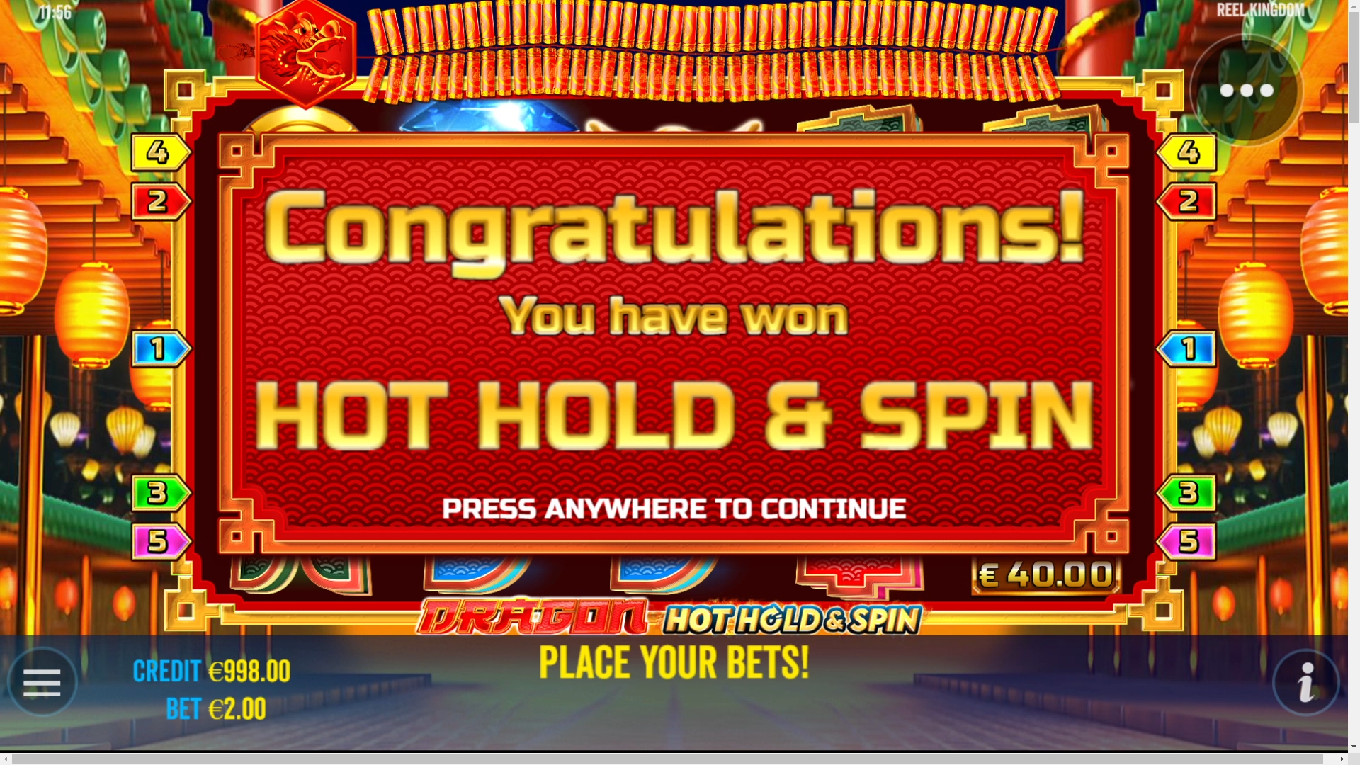 Dragon Hot Hold & Spin - Free spins 2