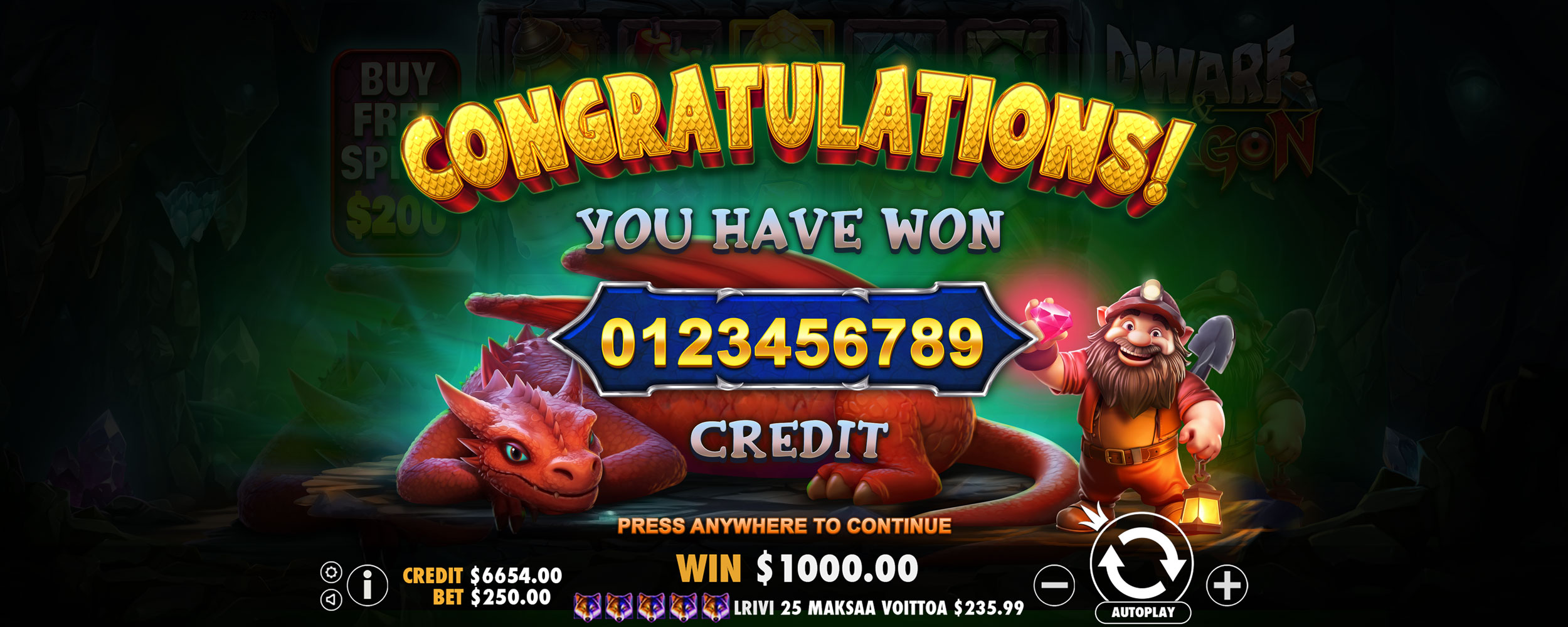 Dwarf & Dragon - Big win 3