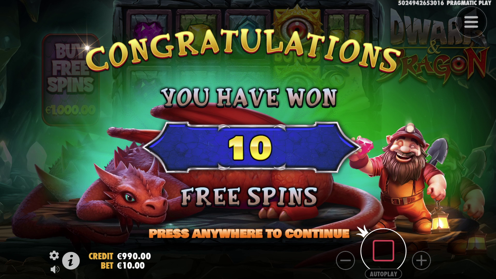 Dwarf & Dragon - Free spins 2