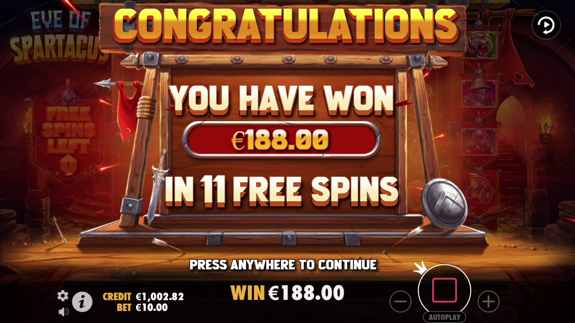 Eye of Spartacus - Free spins 1