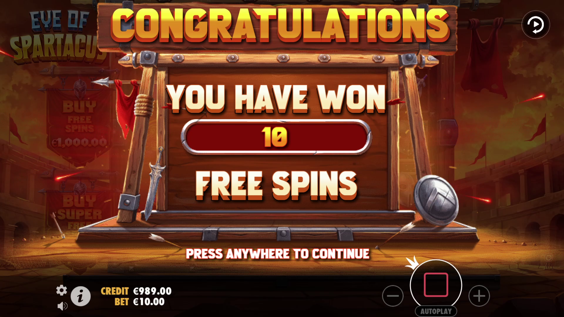 Eye of Spartacus - Free spins 4