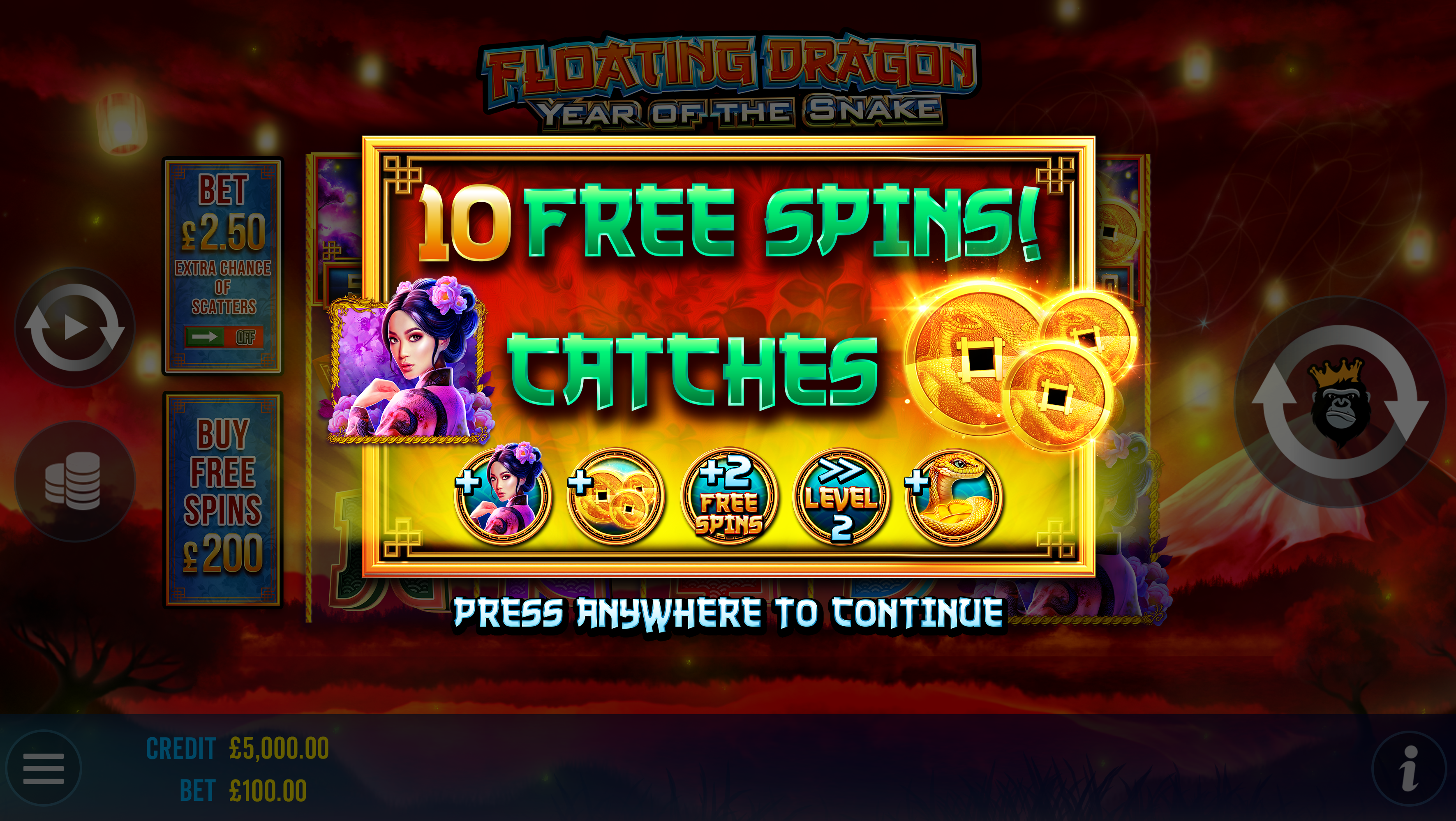 Floating Dragon - Year of the Snake - Free spins 5