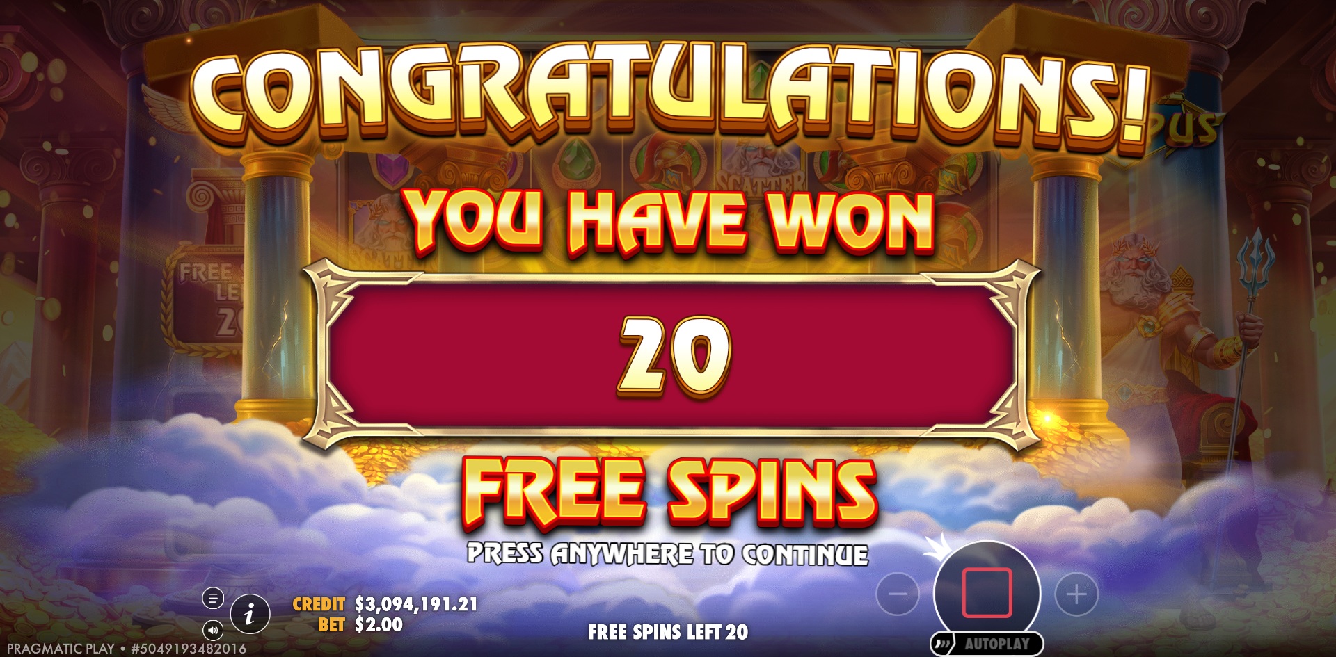 Fortune of Olympus - Free spins 2