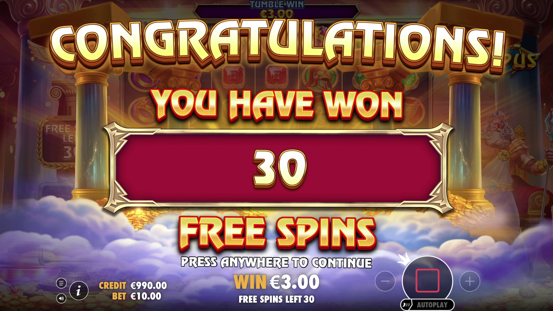 Fortune of Olympus - Free spins 7