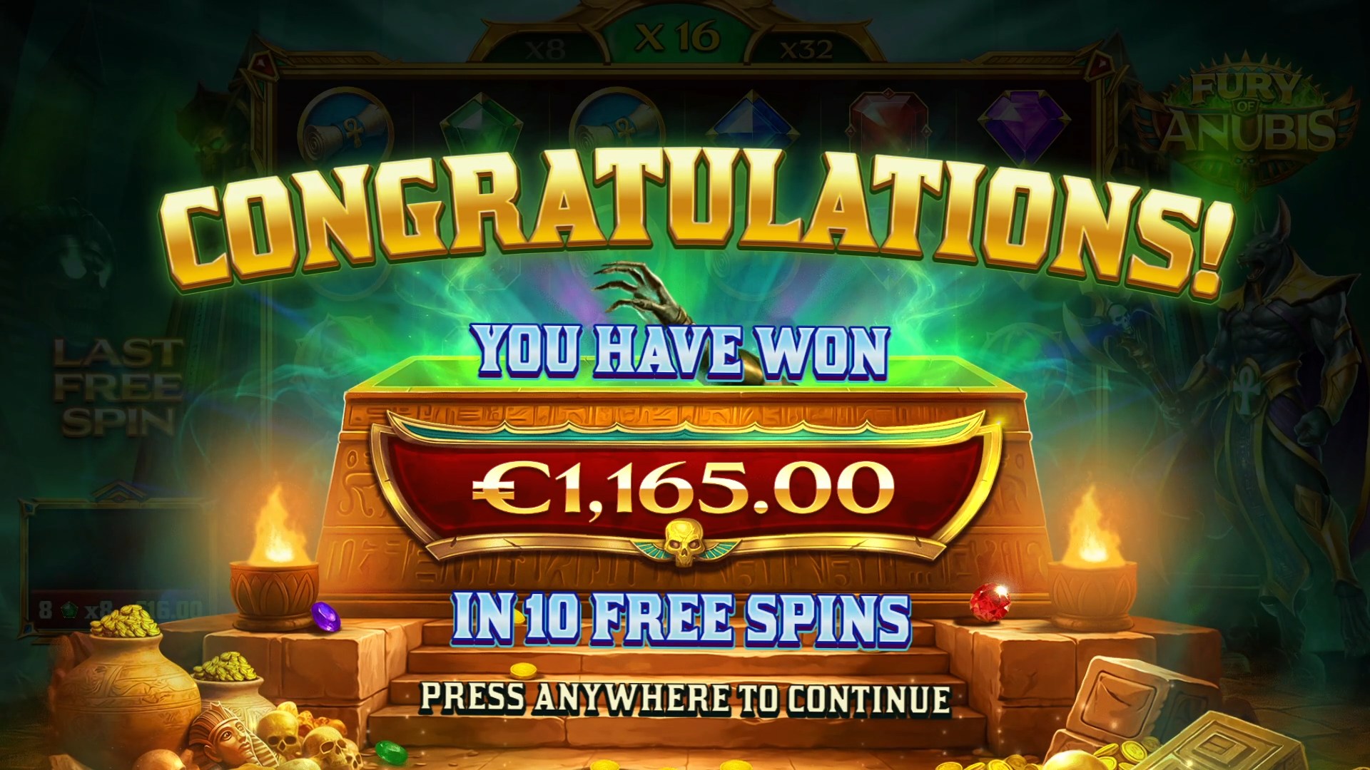Fury of Anubis - Free spins 1
