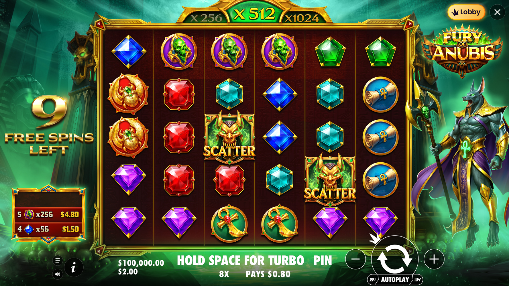 Fury of Anubis - Free spins 3