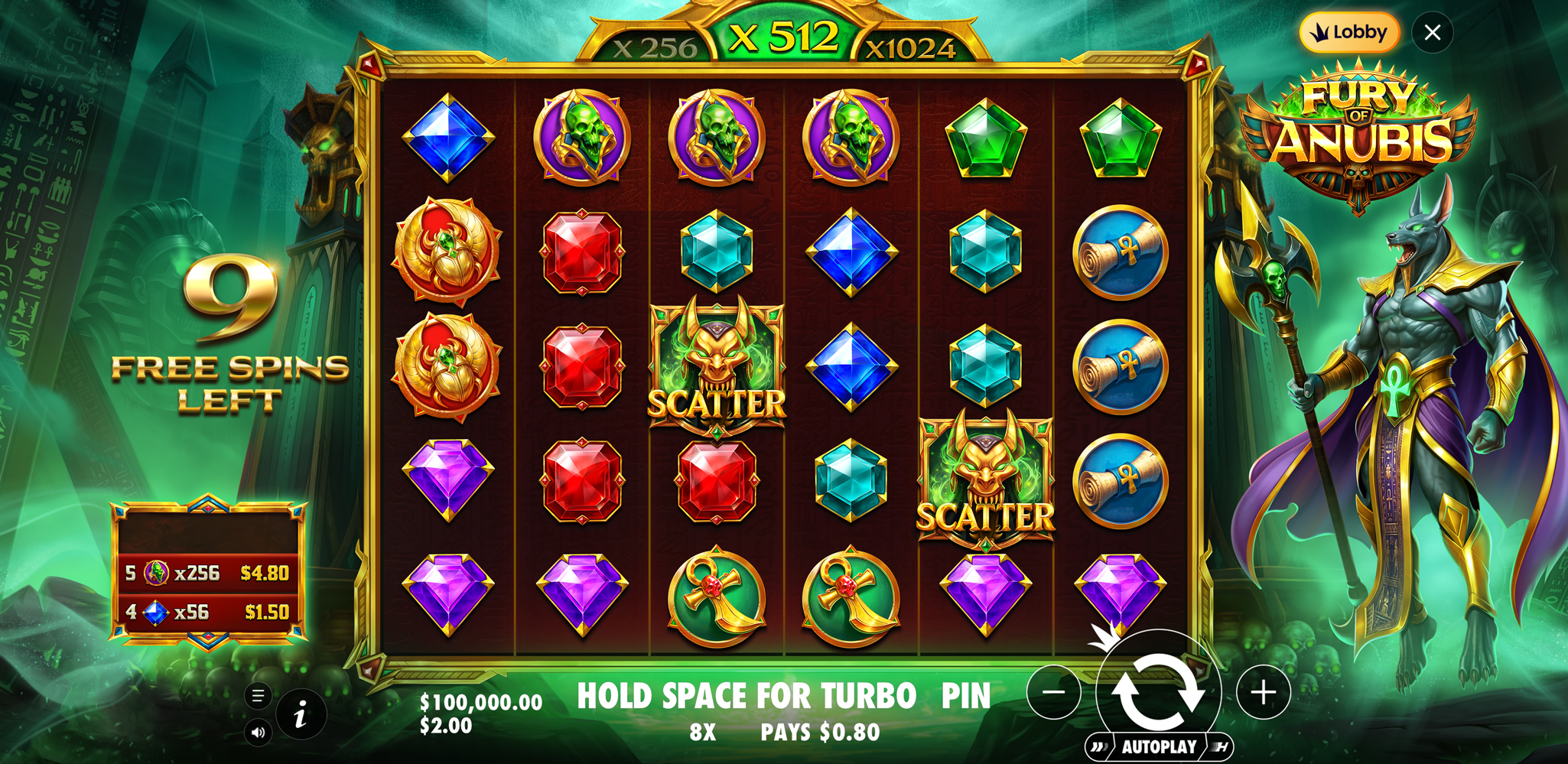 Fury of Anubis - Free spins 4