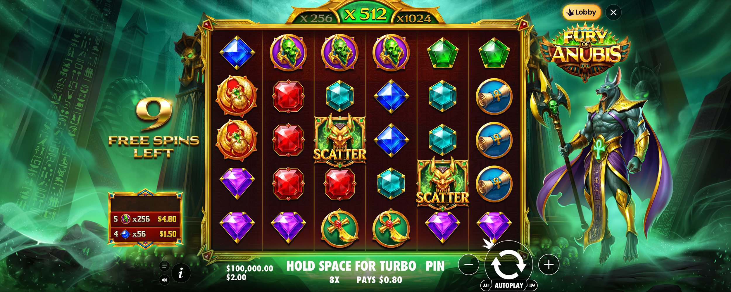 Fury of Anubis - Free spins 5
