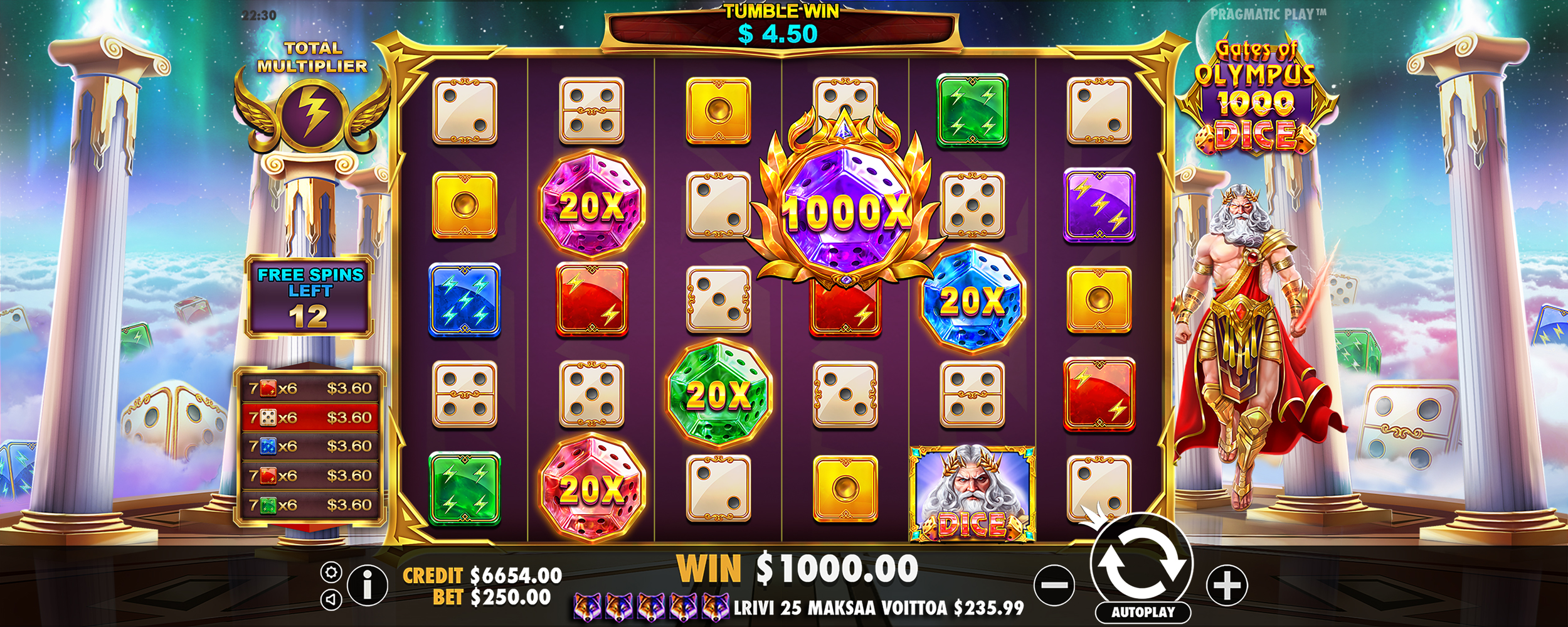 Gates of Olympus 1000 Dice - Free spins 5