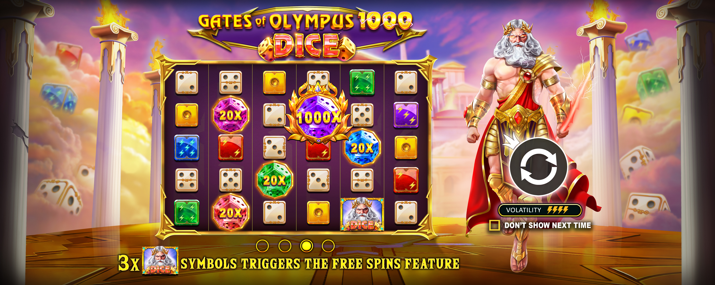 Gates of Olympus 1000 Dice - Start screen