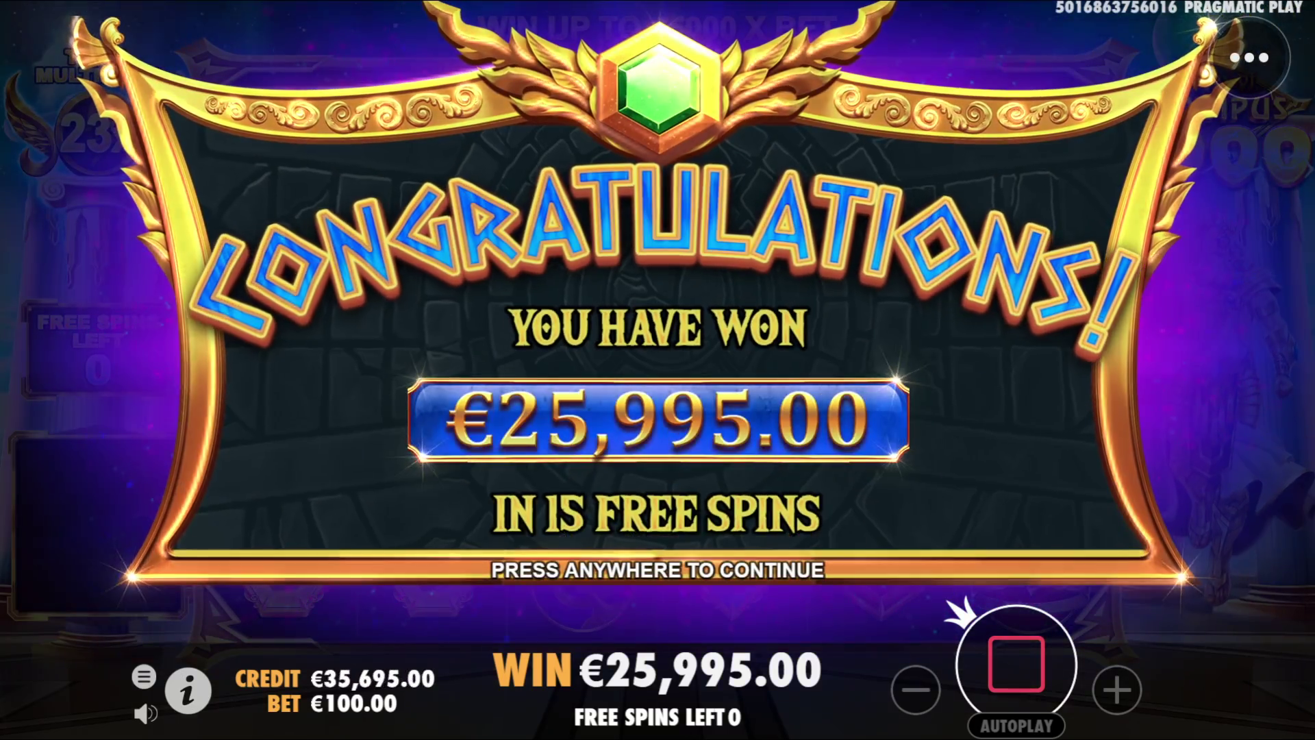 Gates of Olympus 1000 - Free spins 4