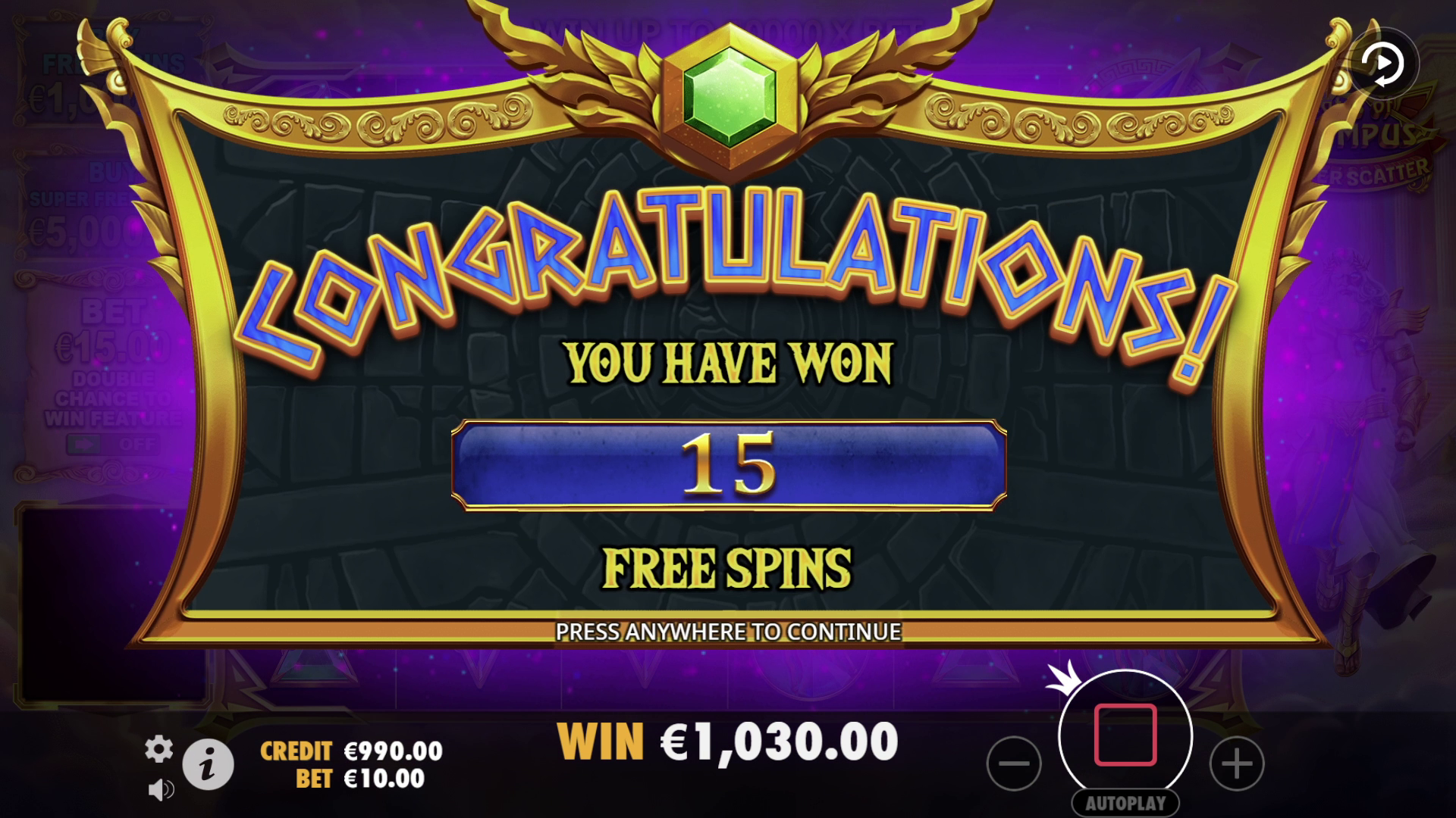 Gates of Olympus Super Scatter - Free spins 3