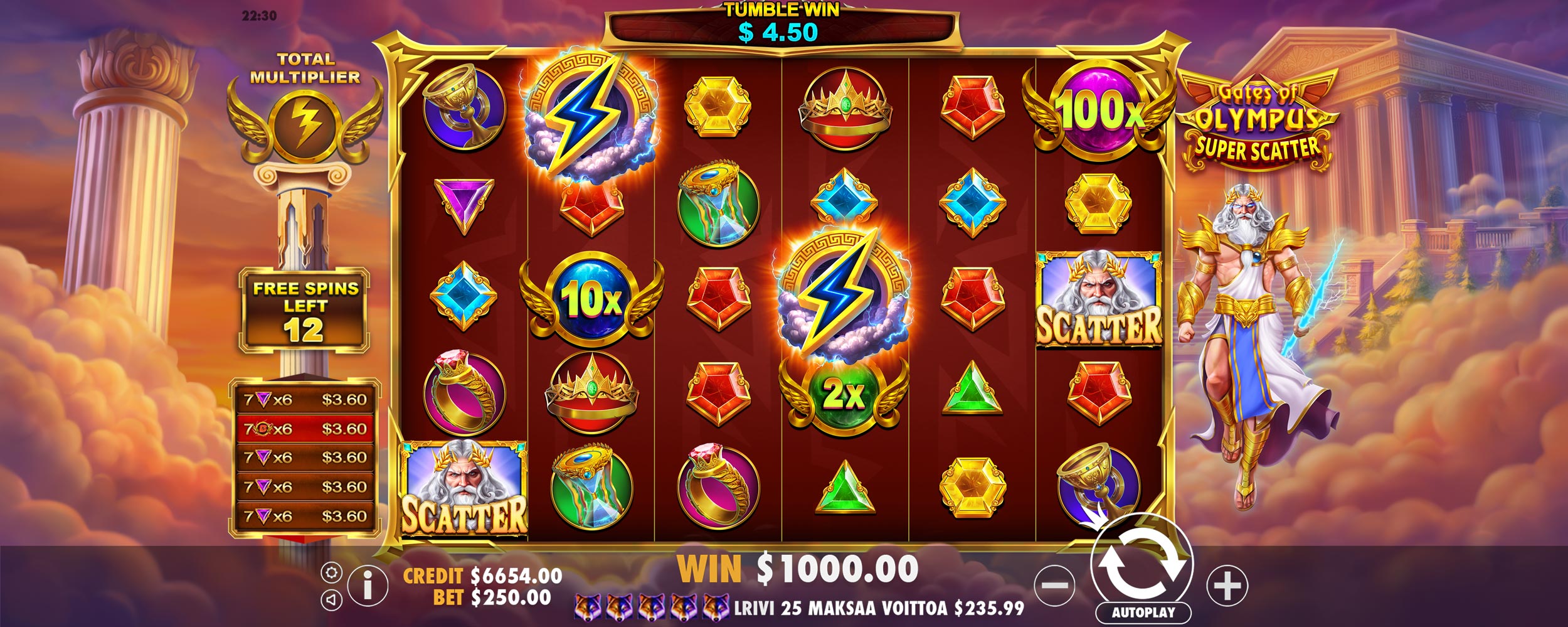 Gates of Olympus Super Scatter - Free spins 4