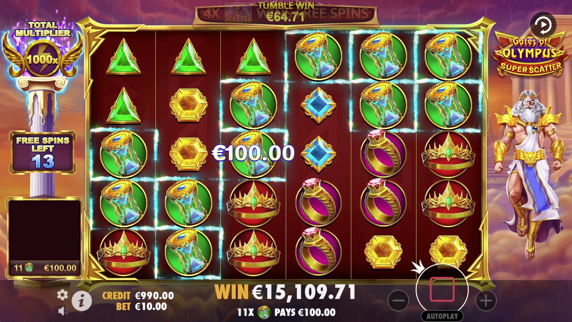 Gates of Olympus Super Scatter - Free spins 5