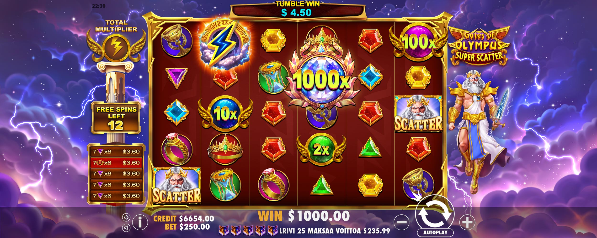 Gates of Olympus Super Scatter - Free spins 7