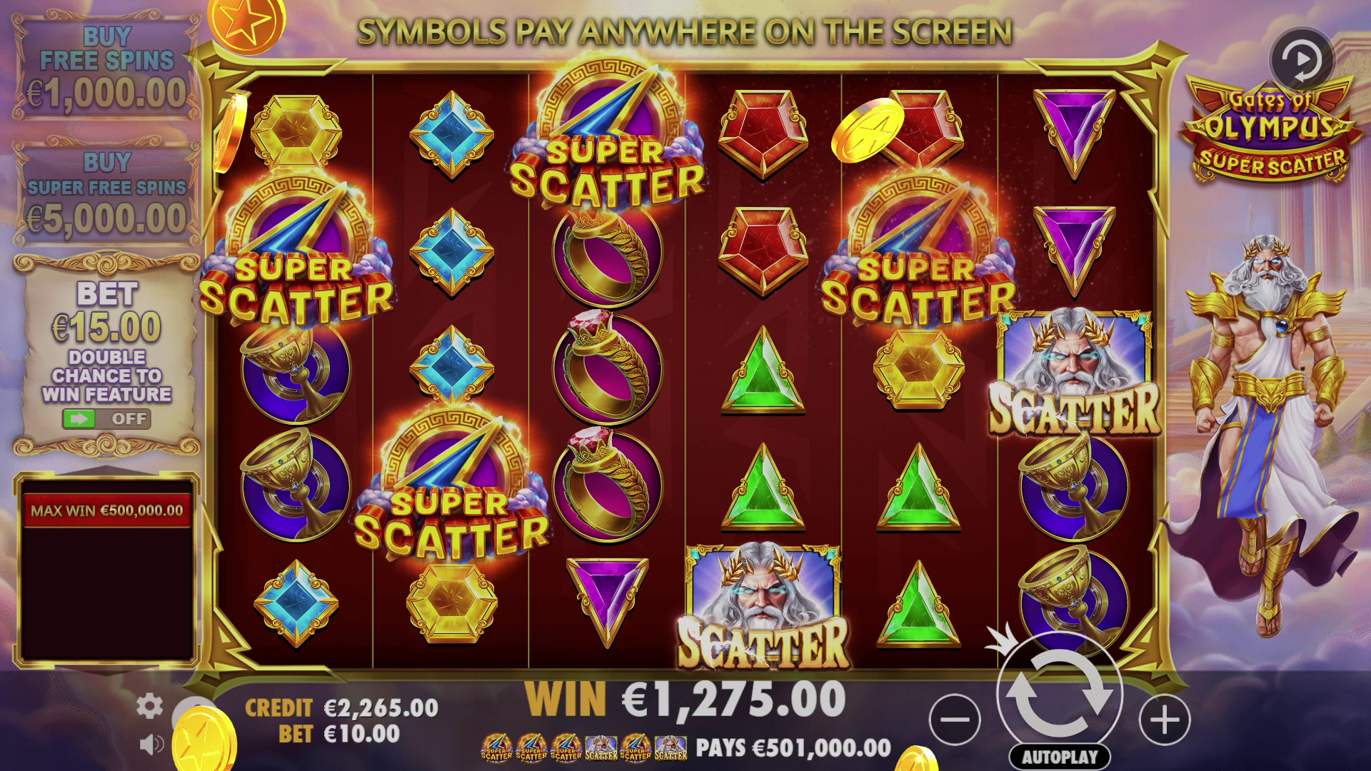 Gates of Olympus Super Scatter - Free spins 6
