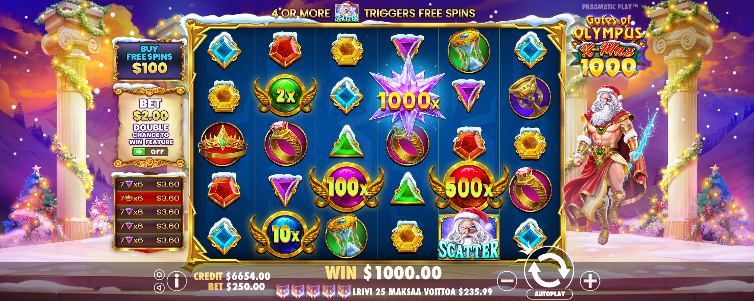 Gates of Olympus Xmas 1000 - Free spins 7